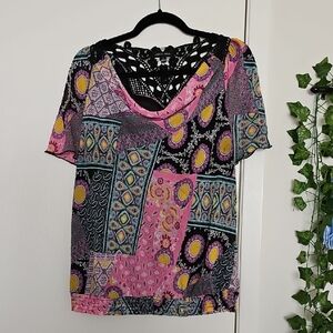 Notations Women's Multicolor Patchwork Blouse